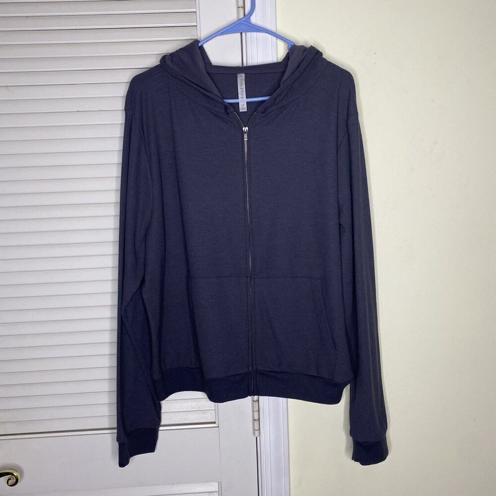 Fabletics Womens Dark Grey Zip Front Hooded Thermal Jacket Size 1X